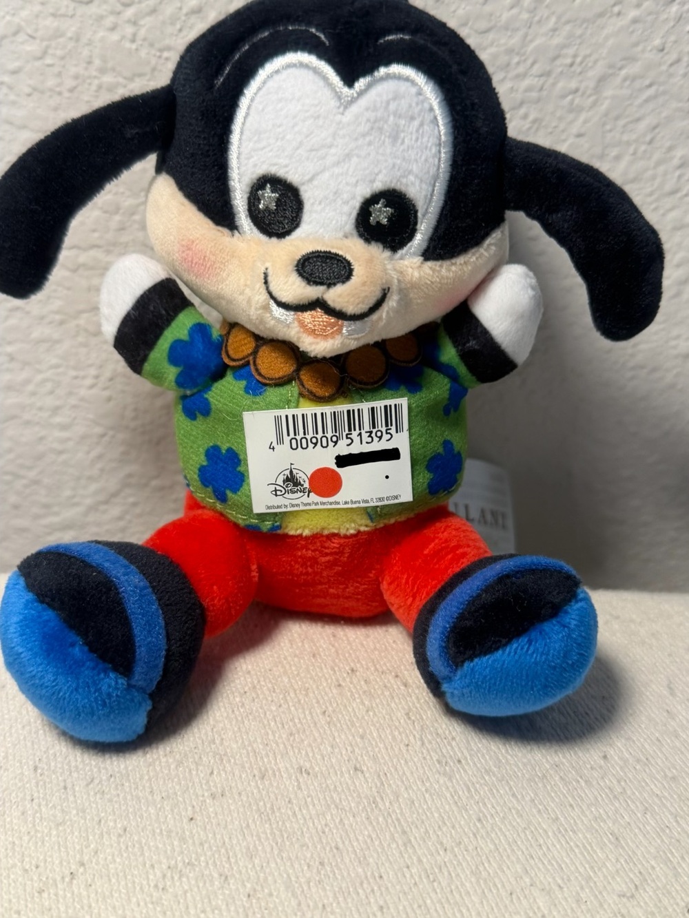 Disney Plush Mickey in Floral Hawaiian Shirt - Black, White, Green, Blue, Red